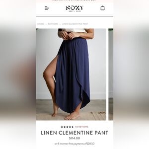 Sozy Soft + Cozy Clementine Pants XL Navy Linen Blend Split Tulip Leg Pull On